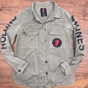 Forever 21 x Rolling Stones Womens S Military Army Shacket Embroidered Mick READ